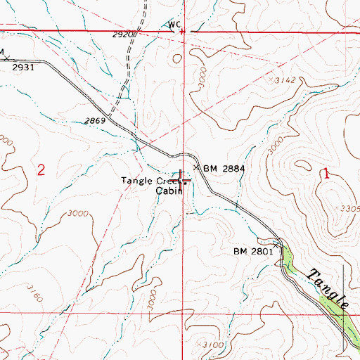 Topographic Map of Tangle Creek Cabin, AZ