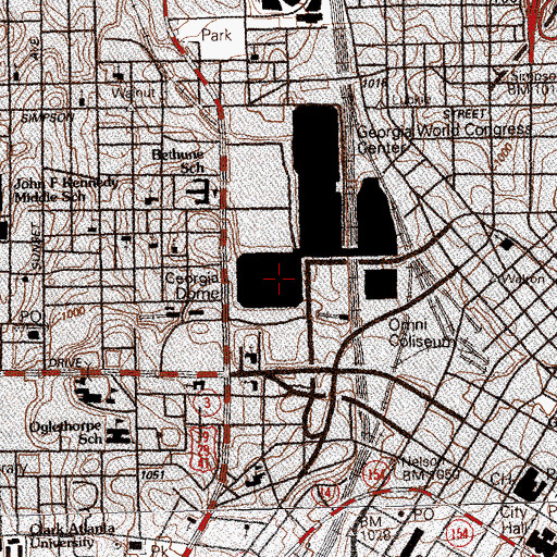Topographic Map of Georgia Dome, GA