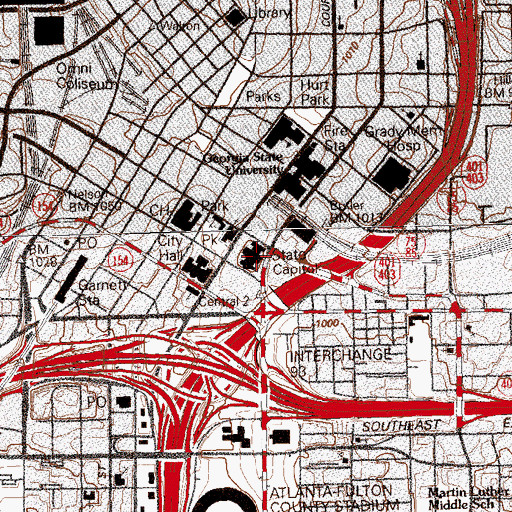 Topographic Map of Georgia State Capitol, GA