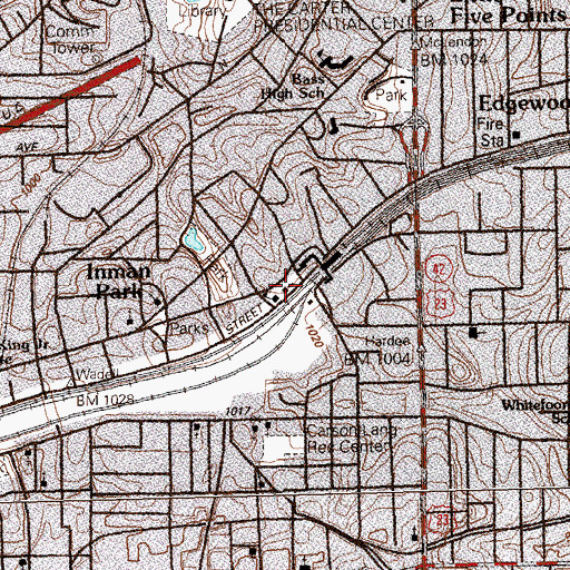Topographic Map of Inman Park United Methodist Church, GA