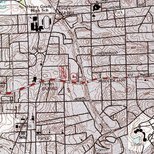 Topographic Map of Ponce De Leon Springs (historical), GA