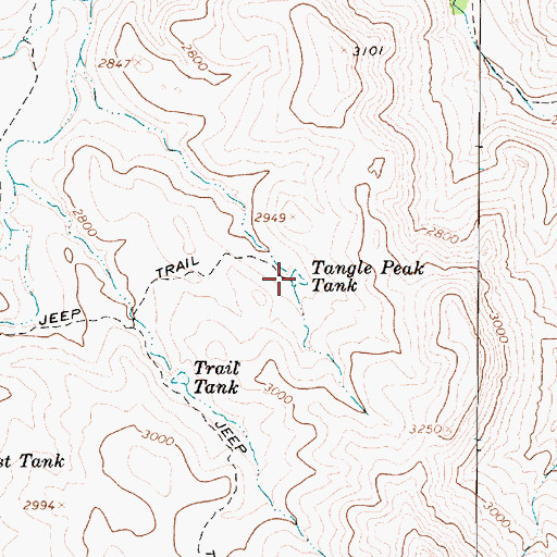 Topographic Map of Tangle Peak Tank, AZ