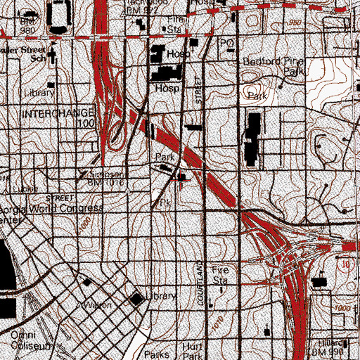 Topographic Map of Sacred Heart Church, GA