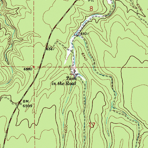 Topographic Map of Tank in the Road, AZ