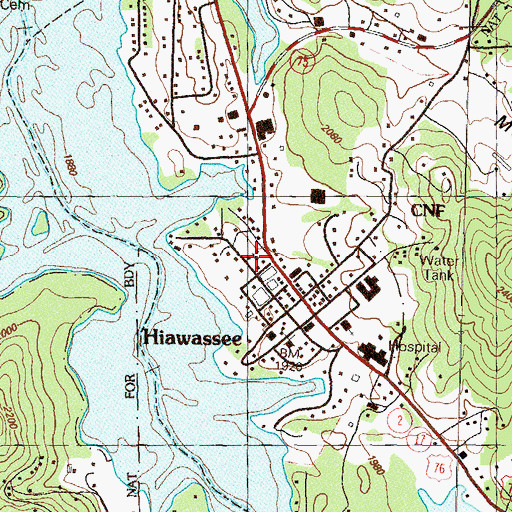 Topographic Map of Hiawassee Methodist Church, GA
