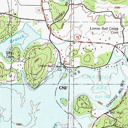 Topographic Map of Lower Bell Creek School (historical), GA