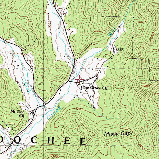 Topographic Map of Pine Grove School (historical), GA