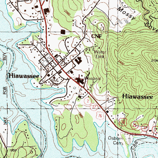 Topographic Map of Chatuge Regional Hospital, GA