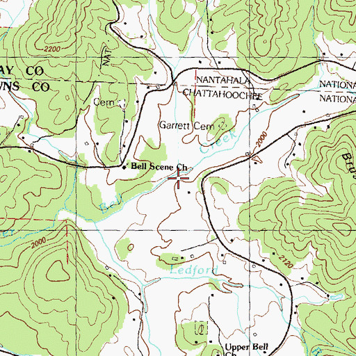 Topographic Map of Upper Bell School (historical), GA