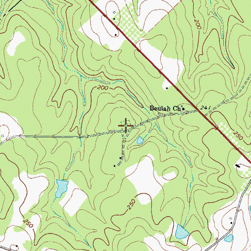 Topographic Map of Beulah Cemetery, GA