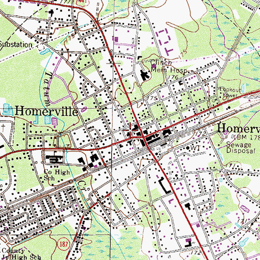 Topographic Map of Clinch County Courthouse, GA