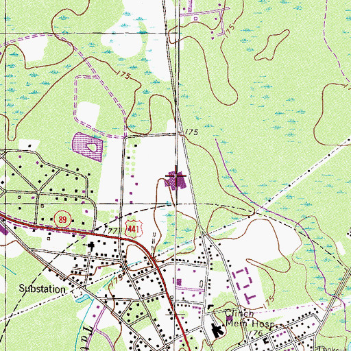 Topographic Map of Clinch County High School, GA