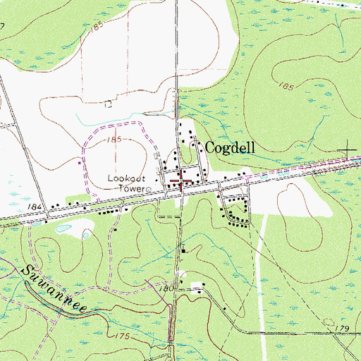 Topographic Map of Cogdell Post Office, GA