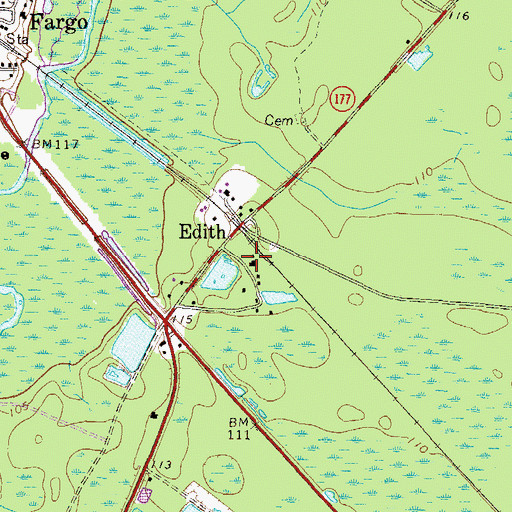 Topographic Map of Edith Church, GA