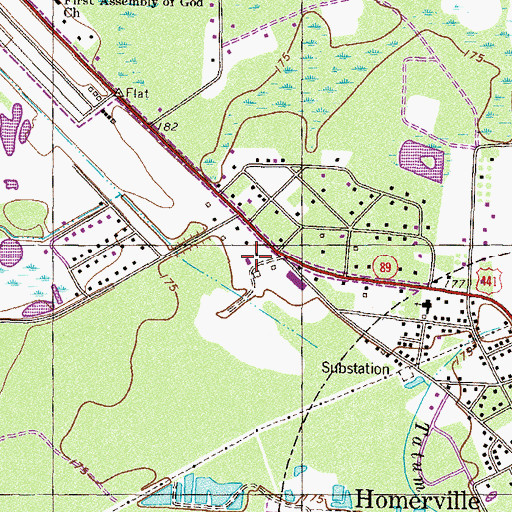 Topographic Map of Homerville and Clinch County Recreation Park, GA