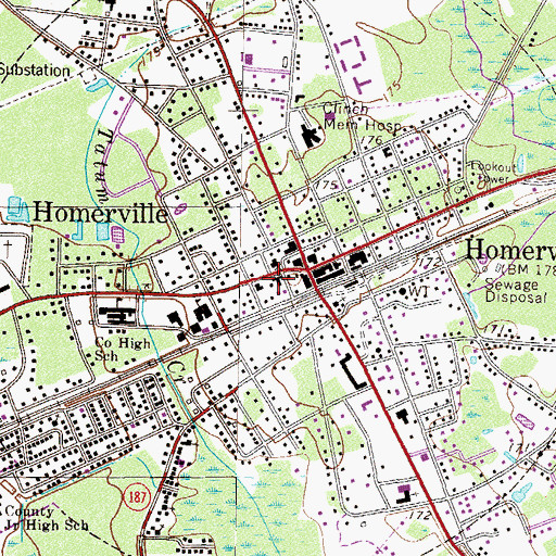Topographic Map of Homerville City Hall, GA