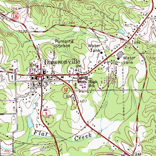 Topographic Map of Dawson County Elementary School, GA