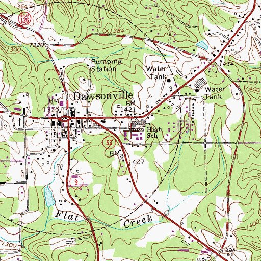 Topographic Map of Dawson County Middle School, GA