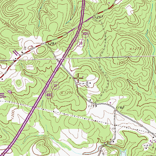 Topographic Map of Kilough Church, GA