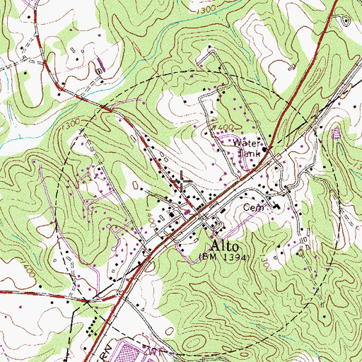 Topographic Map of Alto Baptist Church, GA