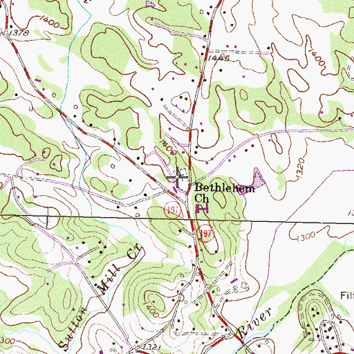 Topographic Map of Bethlehem Baptist Cemetery, GA
