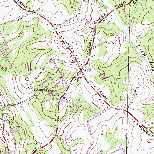 Topographic Map of Camp Creek Cemetery, GA