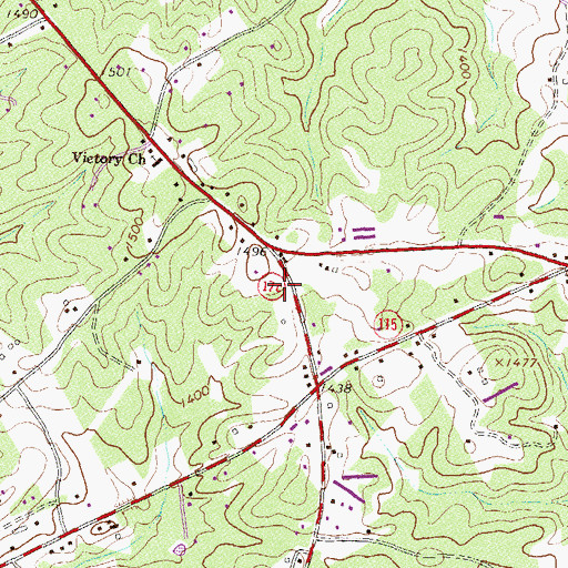 Topographic Map of Center School (historical), GA