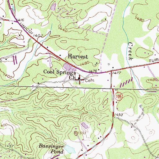Topographic Map of Cool Springs Cemetery, GA