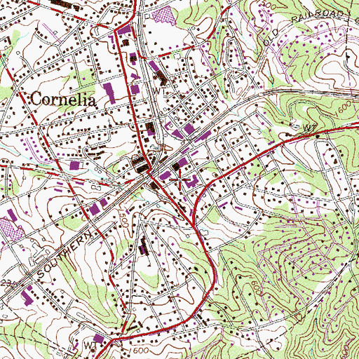 Topographic Map of Cornelia City Hall, GA