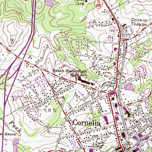 Topographic Map of Cornelia Elementary School, GA