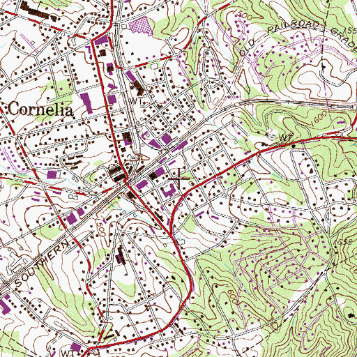 Topographic Map of Cornelia United Methodist Church, GA