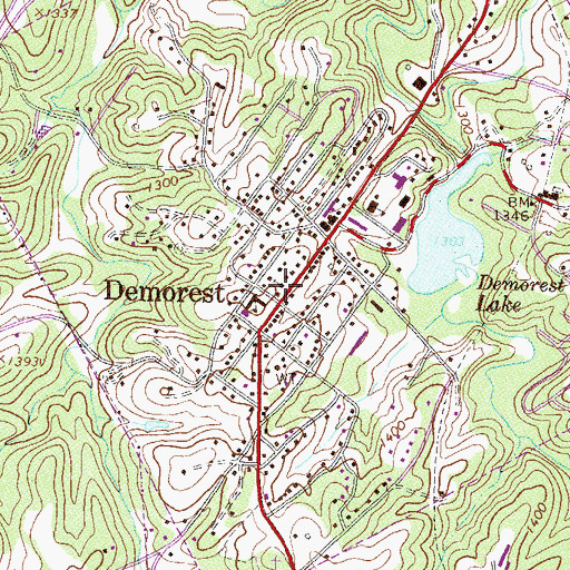 Topographic Map of Demorest Baptist Church, GA