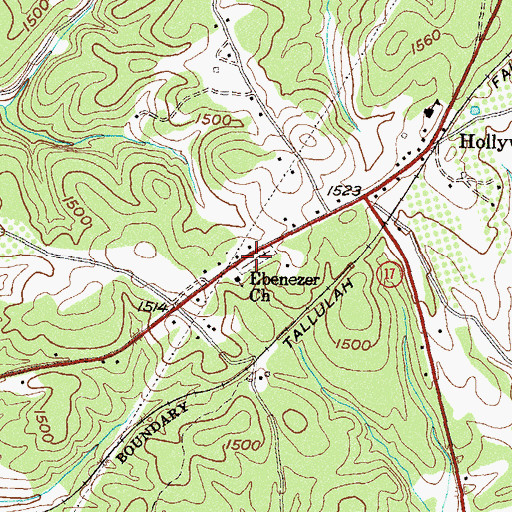 Topographic Map of Ebenezer Methodist Cemetery, GA