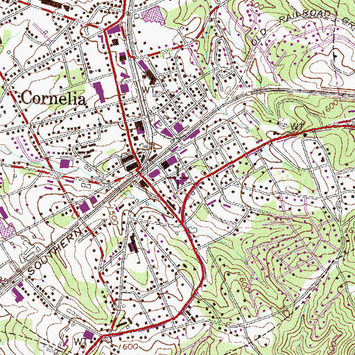 Topographic Map of First Baptist Church of Cornelia, GA