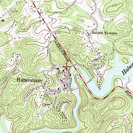 Topographic Map of Habersham Baptist Church, GA