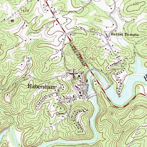 Topographic Map of Habersham Mills School (historical), GA