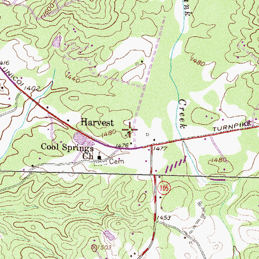 Topographic Map of Harvest Christian Church, GA
