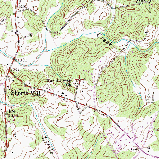Topographic Map of Hazel Creek Cemetery, GA
