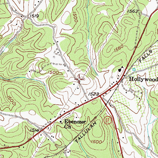 Topographic Map of Hollywood Baptist Church, GA
