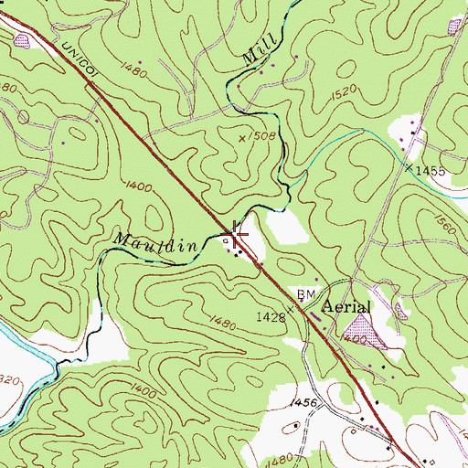 Topographic Map of Mauldins (historical), GA
