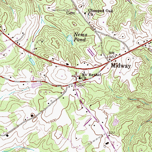 Topographic Map of Mount Bethel Cemetery, GA