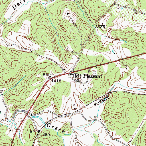 Topographic Map of Mount Pleasant Baptist Cemetery, GA
