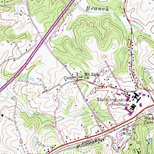 Topographic Map of Mount Zion Cemetery, GA