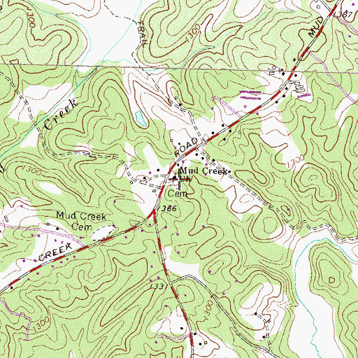 Topographic Map of Mud Creek Cemetery, GA
