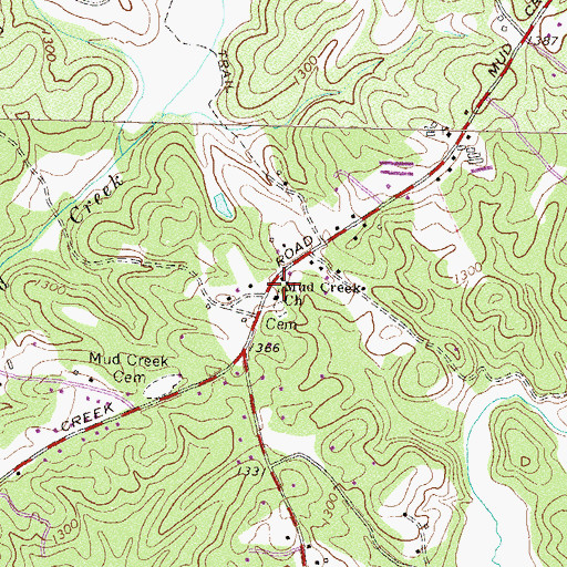 Topographic Map of Mud Creek School (historical), GA
