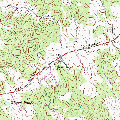 Topographic Map of New Hope Cemetery, GA
