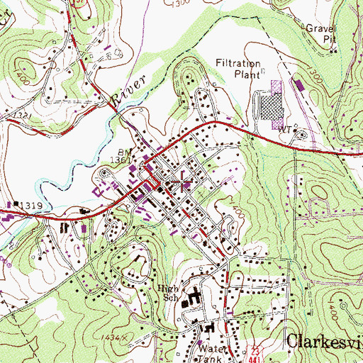 Topographic Map of Northeast Georgia Regional Library, GA