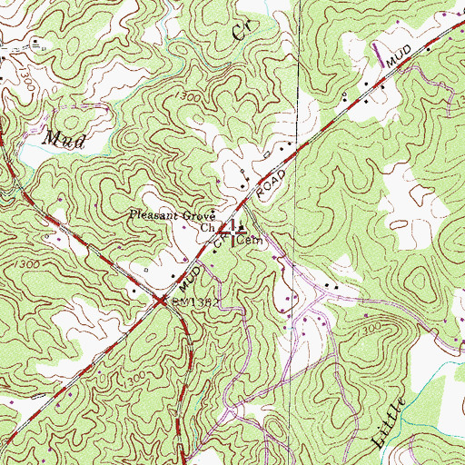 Topographic Map of Pleasant Grove Cemetery, GA