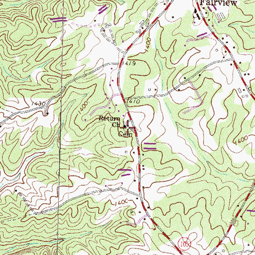 Topographic Map of Return Cemetery, GA