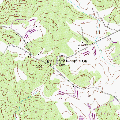 Topographic Map of Stonepile Cemetery, GA